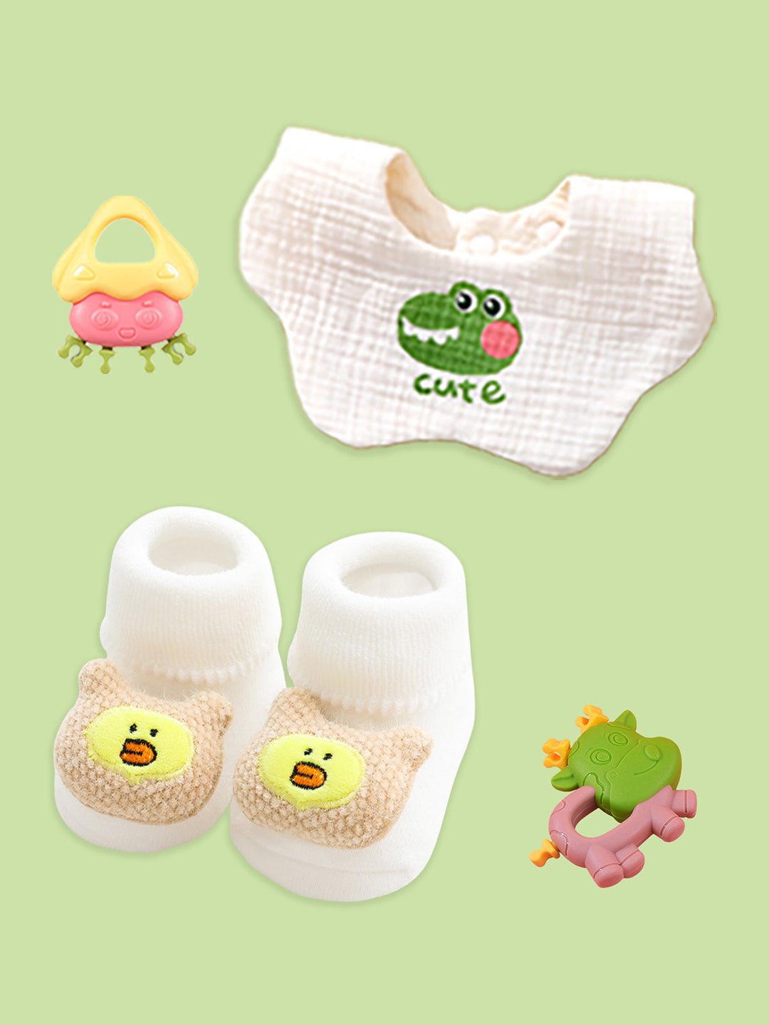 Little Surprise Box,20 pcs Green Tall Giraffe Birthday Gift Hamper set for Baby with travelling Suitcase, Winterwear - LSB - FSTBDAY - 20 - GRNGIRAFFE - SC