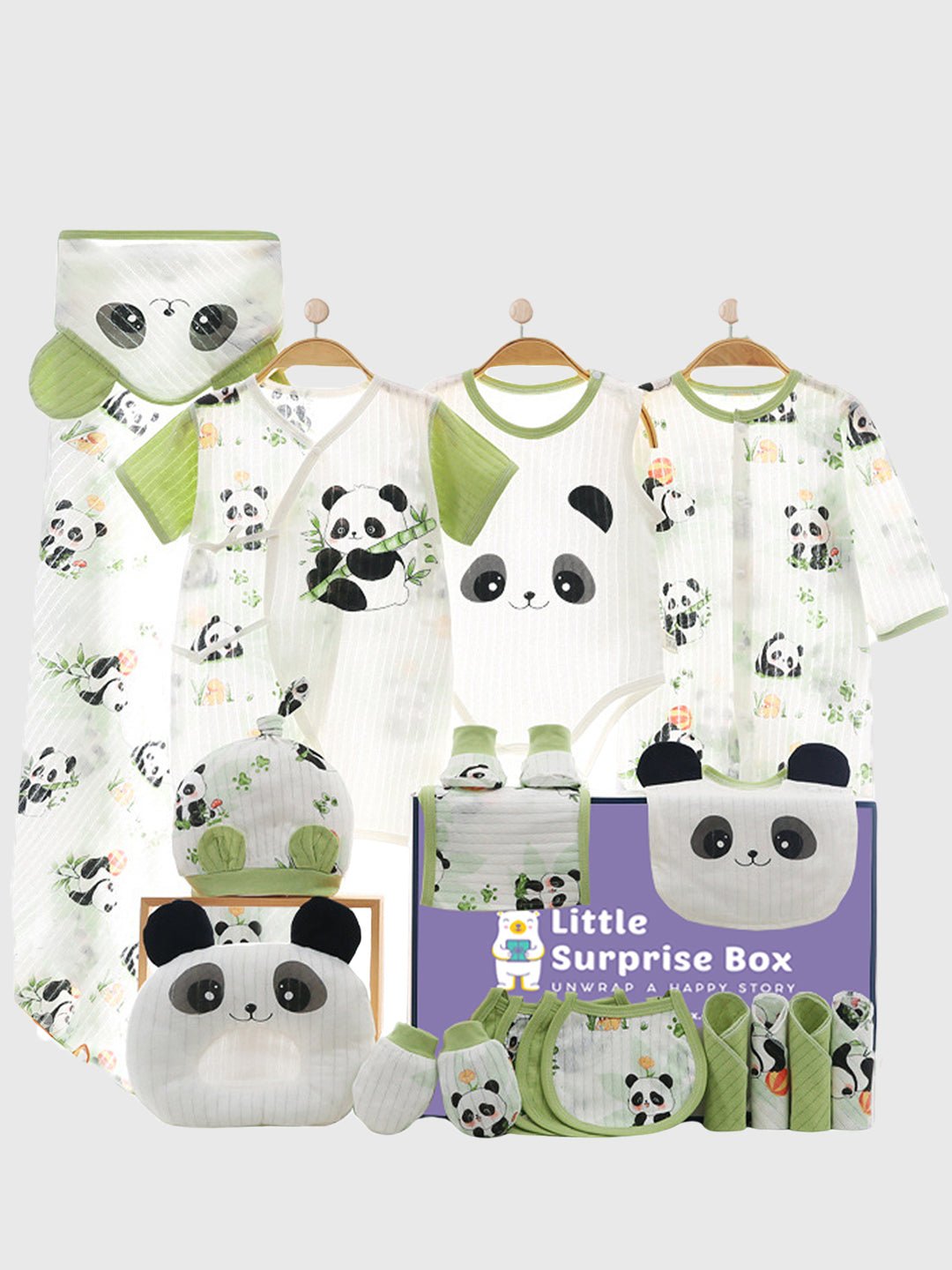 Little Surprise Box,21 pcs Green Big Panda Newborn Baby Girl/ Boy Gift Box Hamper (0 - 12 months) - LSB - BS21 - BIGPANDA