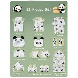 Little Surprise Box,21 pcs Green Big Panda Newborn Baby Girl/ Boy Gift Box Hamper (0 - 12 months) - Baby Gift Sets