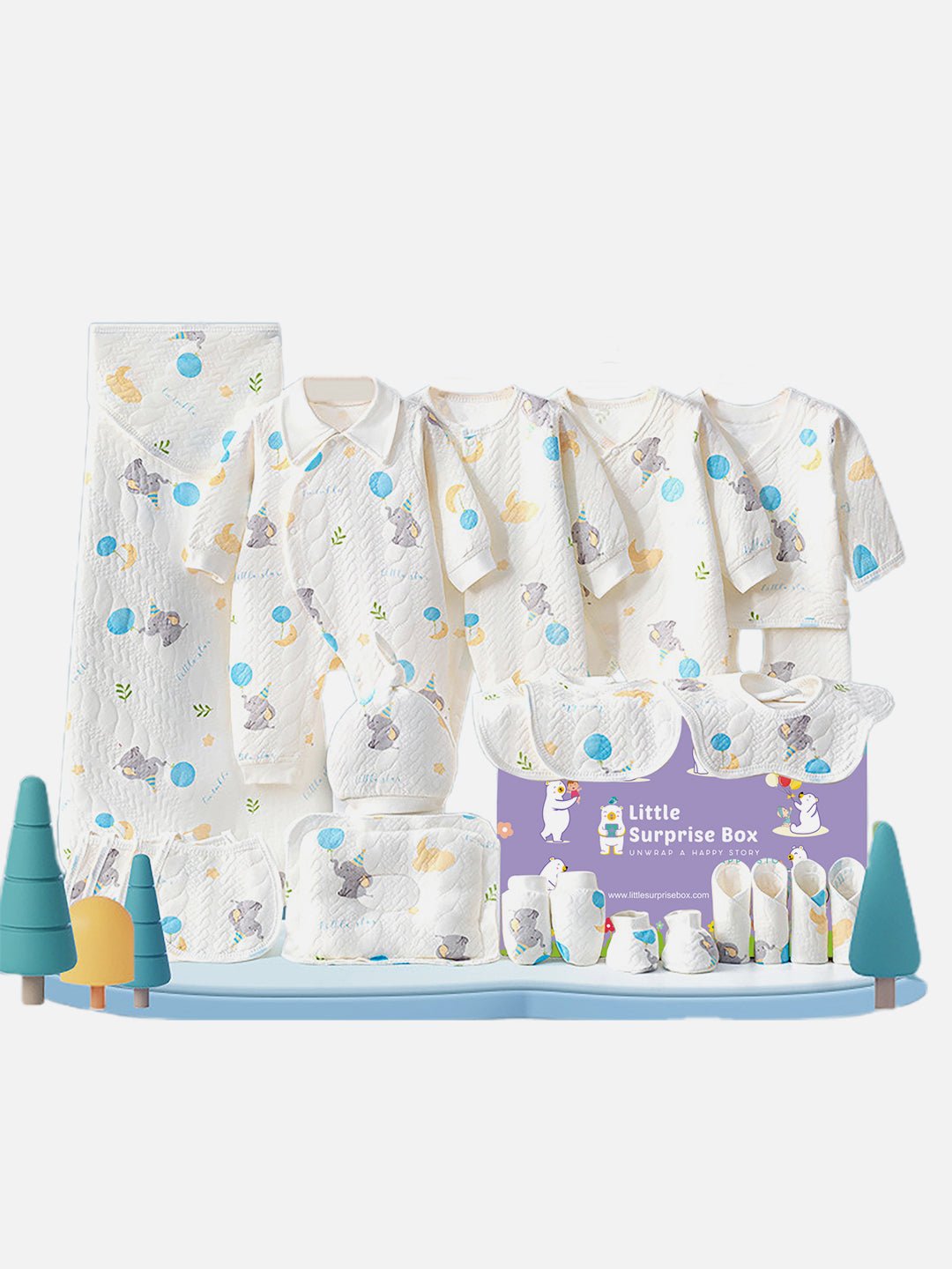 Little Surprise Box,24pcs, Ballon Ellie newborn Baby Girl/Baby Boy ,Gift Hamper set - LSB - BS24 - BLUEBALON