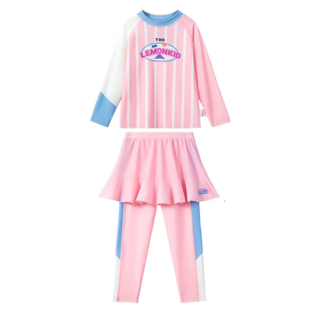 Little Surprise Box,2pcs Bold Pink Stripes Swimsuit for Girls with UPF 50+ - LSB - SW - 2PCPNKSTRIPES - LK - 110