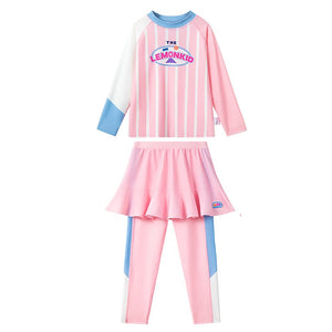 Little Surprise Box,2pcs Bold Pink Stripes Swimsuit for Girls with UPF 50+ - LSB - SW - 2PCPNKSTRIPES - LK - 110