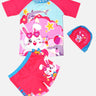 Little Surprise Box,2pcs Pink Starry Rabbit, Kids UPF 50+ Swimwear with matching Swim Cap & Free Washbag - LSB - SW - 2PCSTARRABIT - LK - 120