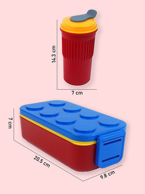 Little Surprise Box,2Pcs Rectangle Lego Lid BPA Free Plastic Kids Lunch Box Plus Cup Bottle For Kids
