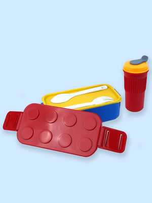 Little Surprise Box,2Pcs Rectangle Lego Lid BPA Free Plastic Kids Lunch Box Plus Cup Bottle For Kids