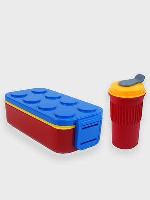 Little Surprise Box,2Pcs Rectangle Lego Lid BPA Free Plastic Kids Lunch Box Plus Cup Bottle For Kids