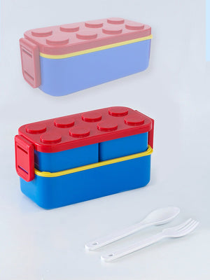 Little Surprise Box,2Pcs Rectangle Lego Lid BPA Free Plastic Kids Lunch Box Plus Cup Bottle For Kids