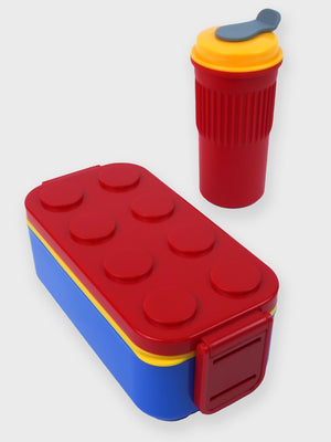 Little Surprise Box,2Pcs Rectangle Lego Lid BPA Free Plastic Kids Lunch Box Plus Cup Bottle For Kids