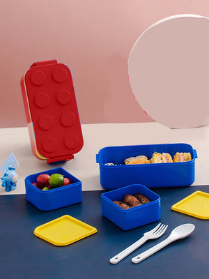 Little Surprise Box,2Pcs Rectangle Lego Lid BPA Free Plastic Kids Lunch Box Plus Cup Bottle For Kids