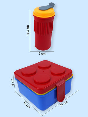 Little Surprise Box,2Pcs Square Lego Lid Bpa Free Plastic Kids Lunch Box Plus Cup Bottle For Kids