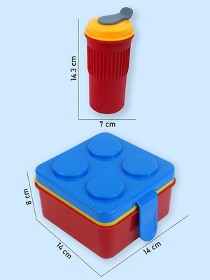 Little Surprise Box,2Pcs Square Lego Lid Bpa Free Plastic Kids Lunch Box Plus Cup Bottle For Kids