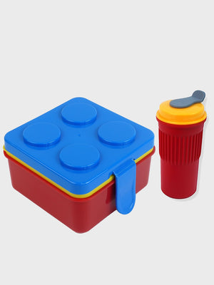 Little Surprise Box,2Pcs Square Lego Lid Bpa Free Plastic Kids Lunch Box Plus Cup Bottle For Kids