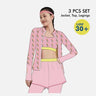 Little Surprise Box,3 pcs Pink Thunder Bolt Matching Top, Leggings & Jacket style Swimwear set for Pre-teens & Teens(140) - LSB-SW-3PCPNKTHUNDER140