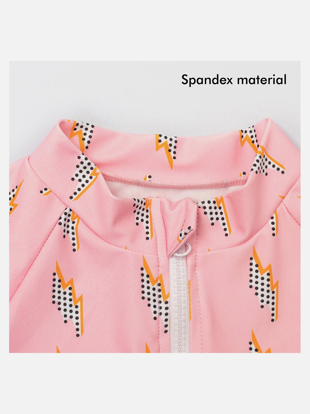 Little Surprise Box,3 pcs Pink Thunder Bolt Matching Top, Leggings & Jacket style Swimwear set for Pre - teens & Teens - LSB - SW - 3PCPNKTHUNDER140