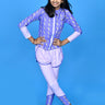 Little Surprise Box,3 pcs Purple Thunder Bolt Matching Top, leggings & Jacket style Swimwear set for Pre Teens & Teens - LSB - SW - 3PCPURTHUNDER140