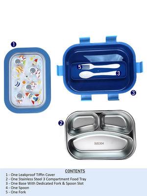 Little Surprise Box,3 Sections Stainless Steel Lunch Box For Kids - LSB - LB - 3 - SECTN - SPACE