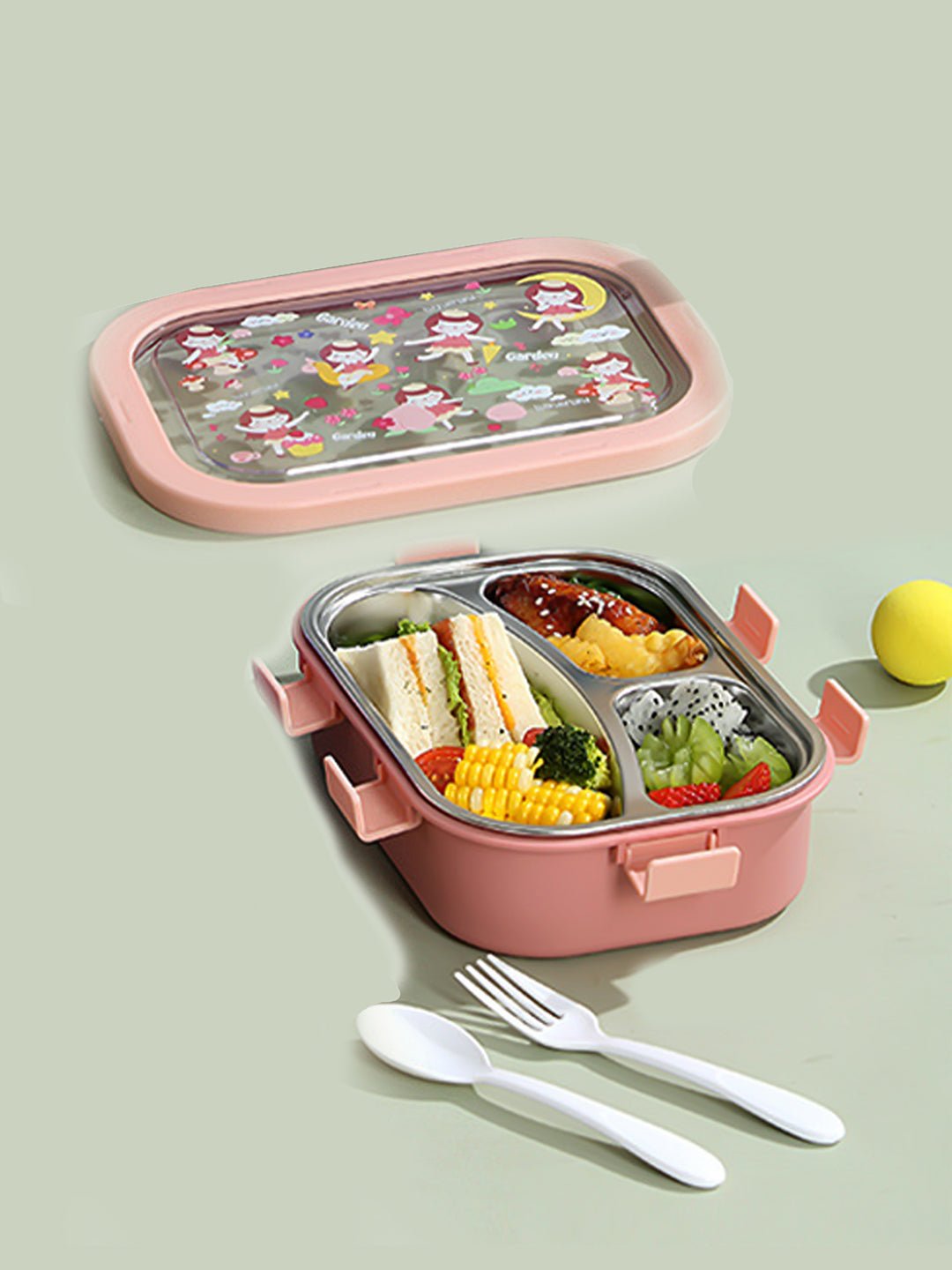 Little Surprise Box,3 Sections Stainless Steel Lunch Box For Kids - LSB - LB - 3 - SECTN - FAIRY