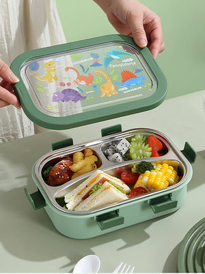 Little Surprise Box,3 Sections Stainless Steel Lunch Box For Kids - LSB - LB - 3 - SECTN - DINO