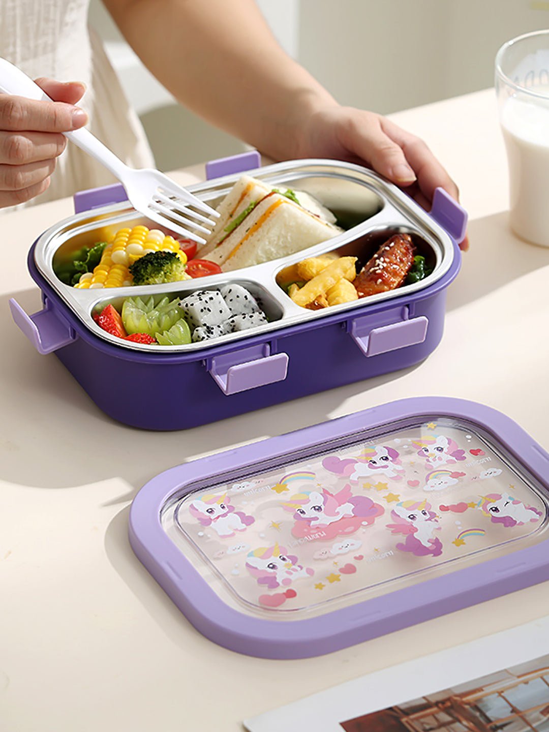 Little Surprise Box,3 Sections Stainless Steel Lunch Box For Kids - LSB - LB - 3 - SECTN - UNICR