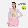 Little Surprise Box,3pcs Pink Flower Power Matching Top, leggings & Jacket style Swimwear set for Pre Teens & Teens(140) - LSB-SW-3PCPNKFLWRPWR140