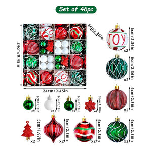 Little Surprise Box46pcs Joy Swirls Red, Green & White Christmas Tree Balls and xmas Tree decoration set - Christmas Decor