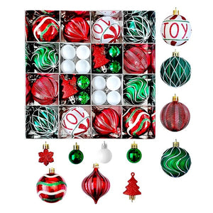 Little Surprise Box46pcs Joy Swirls Red, Green & White Christmas Tree Balls and xmas Tree decoration set - Christmas Decor