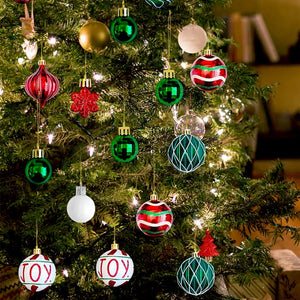 Little Surprise Box46pcs Joy Swirls Red, Green & White Christmas Tree Balls and xmas Tree decoration set - Christmas Decor