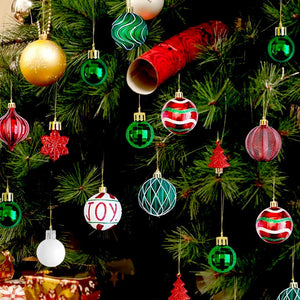 Little Surprise Box46pcs Joy Swirls Red, Green & White Christmas Tree Balls and xmas Tree decoration set - Christmas Decor