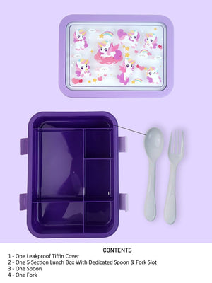 Little Surprise Box,5 Sections Lunch Box For Kids - LSB - LB - 5 - SECTN - PURP