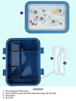 Little Surprise Box,5 Sections Lunch Box For Kids - LSB - LB - 5 - SECTN - BLUE