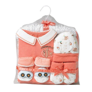 Little Surprise Box,9Pcs Animals print Newborn Baby All Season Wear Net Gift Hamper set-0-6M - Peach Gift Hamper