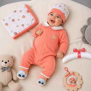 Little Surprise Box,9Pcs Animals print Newborn Baby All Season Wear Net Gift Hamper set-0-6M - Peach Gift Hamper