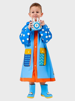 Little Surprise Box,Blue Polka Dots long style Raincoat for kids - LSB - RC - BLUPOLKA - M