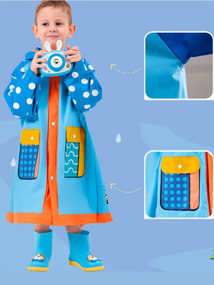 Little Surprise Box,Blue Polka Dots long style Raincoat for kids - LSB - RC - BLUPOLKA - M