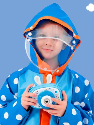Little Surprise Box,Blue Polka Dots long style Raincoat for kids - LSB - RC - BLUPOLKA - M