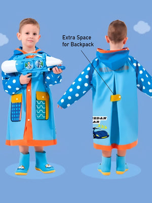 Little Surprise Box,Blue Polka Dots long style Raincoat for kids - LSB - RC - BLUPOLKA - M