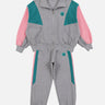 Little Surprise Box,Casual Grey With Mint & Pink Stripes 2Pcs Track Suit Set For Kids & Tweens - LSB - 2PCS - GRYMNTPNK - TRCKS - 5 - 6Y