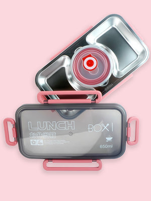 Little Surprise Box,Centre Dip Stainless Steel Lunch Box For Kids And Adults - LSB - LB - PNK - CNTREDIP