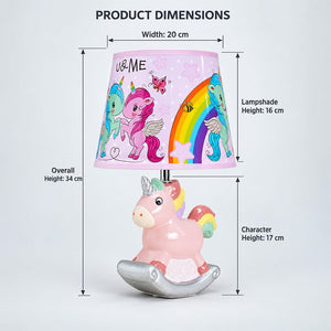 Little Surprise Box,ceramic Rocking Unicorn side Bed Table Lamp, Kids Room Decor - PINK Room Decor
