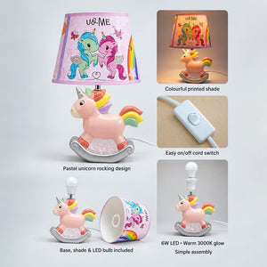 Little Surprise Box,ceramic Rocking Unicorn side Bed Table Lamp, Kids Room Decor - PINK Room Decor