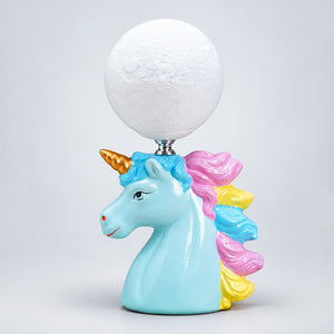 Little Surprise Box,ceramic Unicorn Moon, side Bed Table Lamp, Kids Room Decor - White Room Decor