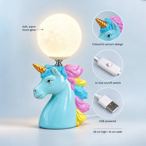 Little Surprise Box,ceramic Unicorn Moon, side Bed Table Lamp, Kids Room Decor - White Room Decor