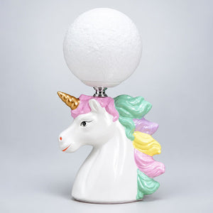 Little Surprise Box,ceramic Unicorn Moon, side Bed Table Lamp, Kids Room Decor - Blue Room Decor