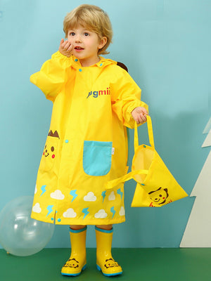 Little Surprise Box,Cloudy 3d Lion bright yellow Long Style Raincoat for Kids - 