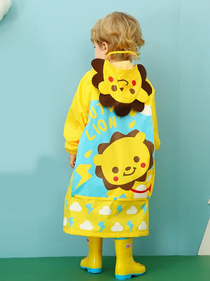 Little Surprise Box,Cloudy 3d Lion bright yellow Long Style Raincoat for Kids - 