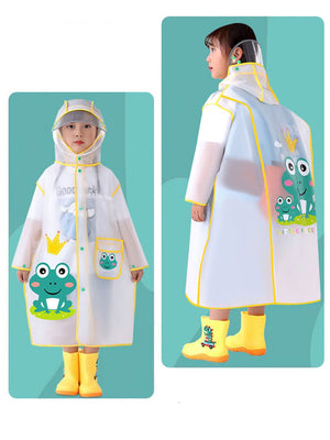 Little Surprise Box,Frog Yellow Bordered Translucent long style Raincoat for kids - LSB - RC - TRANS - YELBORDRFROG - L