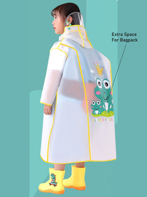 Little Surprise Box,Frog Yellow Bordered Translucent long style Raincoat for kids - LSB - RC - TRANS - YELBORDRFROG - L
