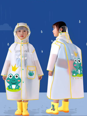 Little Surprise Box,Frog Yellow Bordered Translucent long style Raincoat for kids - LSB - RC - TRANS - YELBORDRFROG - L