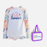 Little Surprise Box,One Piece Hello Summer Floral print Swimwear +Swim Cap for Kids & Toddlers - LSB-SW-HELOSUMR100