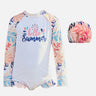 Little Surprise Box,One Piece Hello Summer Floral print Swimwear +Swim Cap for Kids & Toddlers - LSB - SW - HELOSUMR100